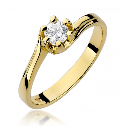 Klasyczny Pierścionek zaręczynowy z Brylantem 0,30ct z żółtego/białego złota próby 585